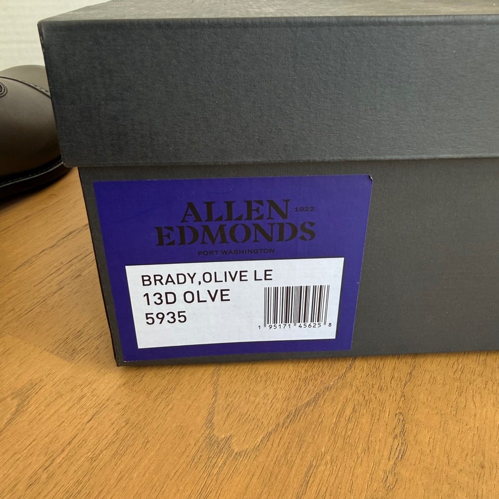Allen Edmonds Brady Oxford Men Size 13D Olive Green Leather Cap‎ Toe 5935 - Picture 12 of 13